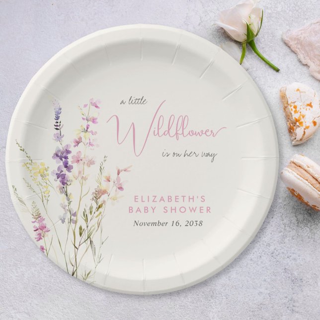 Boho-Wildblumen-Wasserfarben-Baby-Party Pappteller (Boho Wildflower Watercolor Baby Shower Paper Plates)