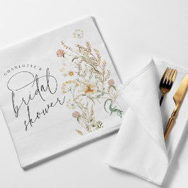 Boho Wildblumen Wasserfarben Minimales Brautparty Serviette