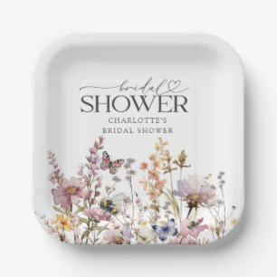 Boho-Wildblumen-Watercolor-Florale-Hochzeitsdusche Pappteller