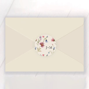 Boho Wildblumen Wedding Classic Round Sticker