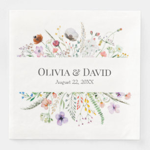 Boho-Wildblumen-Wiesen-Hochzeitsservietten Serviette