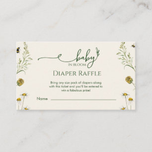 Boho-Wildblumen-Windel-Raffle-Beilagekarte Begleitkarte