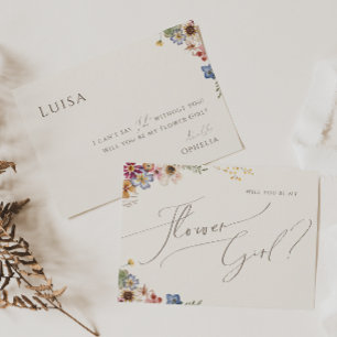 Boho Wildblumengarten   Beiges Blumenmädchen Karte