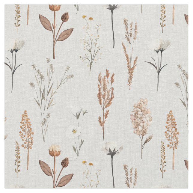 Boho Wilde Unkrautblumen rustikal  Stoff (Nahaufnahme)