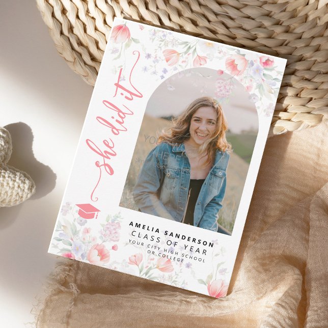 Boho wildflower arch photo graduation  ankündigung (Von Creator hochgeladen)