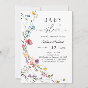 Boho-Wildflower-Baby-Shower-Blumen Einladung
