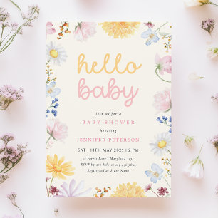 Boho-Wildflower-Baby-Shower-Einladung Einladung