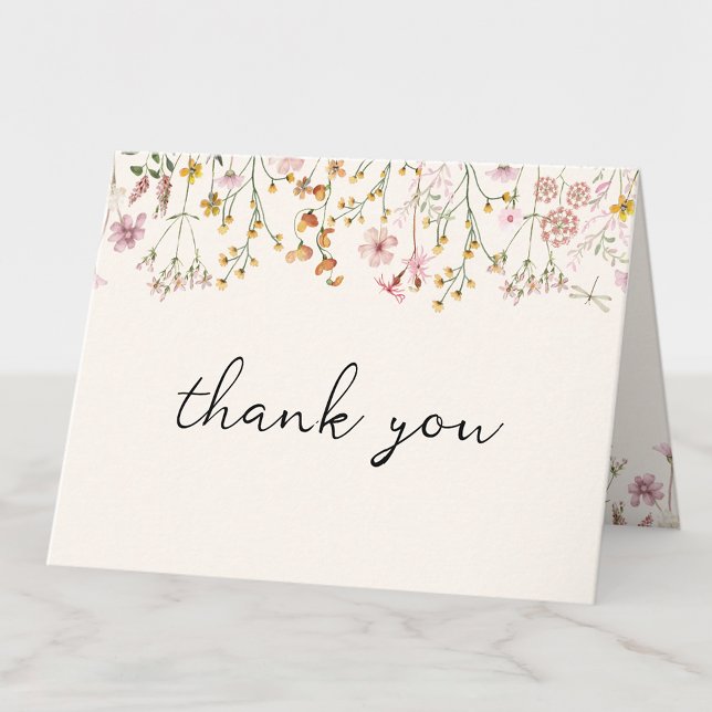 Boho Wildflower Baby Shower Folded Thank You Card Dankeskarte (Von Creator hochgeladen)