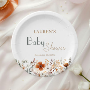 Boho-Wildflower-Baby-Shower-Tischdekoration Pappteller