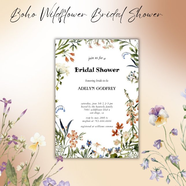  Boho Wildflower Bridal Shower minimal Einladung (Von Creator hochgeladen)