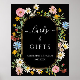 Boho Wildflower Chic Florale Wreath Karten und Ges Poster
