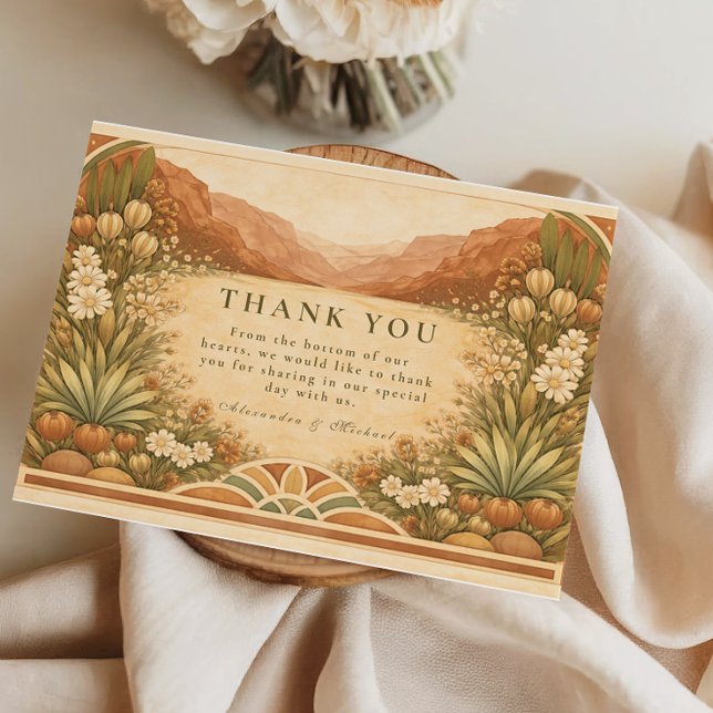 Boho Wildflower Desert Wedding Dankeskarte (Von Creator hochgeladen)