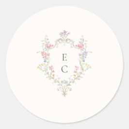 Boho Wildflower Elegant Wedding Runder Aufkleber