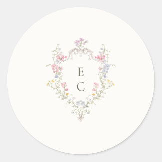 Boho Wildflower Elegant Wedding Runder Aufkleber