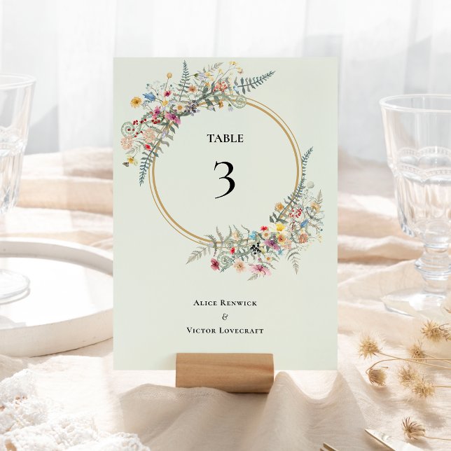 Boho-Wildflower-Farn-Mintgrüne-Hochzeit Tischnummer (Von Creator hochgeladen)