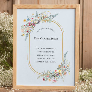 Boho Wildflower Farn Staubblau Diese Kerze Brennt Poster