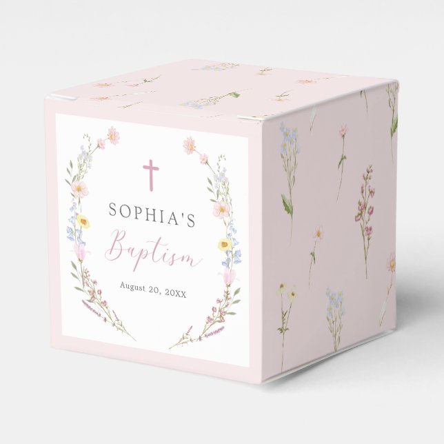 Boho Wildflower Floral Girl Baptism Geschenkschachtel (Vorderseite)