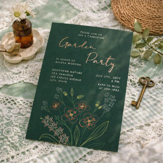 Boho Wildflower Garden Party Graduation Folieneinladung