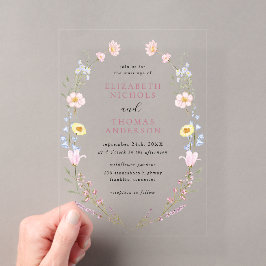 Boho Wildflower Garden Wreath Wedding Acryleinladungen