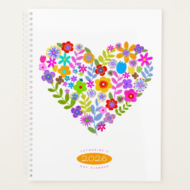 Boho Wildflower Herz 2026 Planer (Vorderseite)