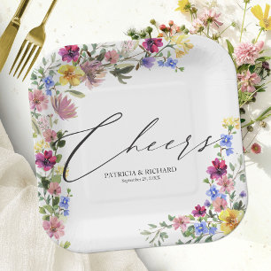 Boho-Wildflower-Hochzeit Pappteller