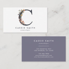 Boho Wildflower Monogram Initial C Visitenkarte