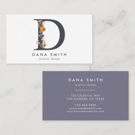 Boho Wildflower Monogram Initial D Visitenkarte