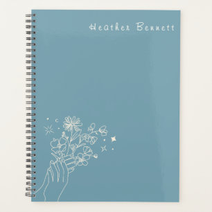 Boho Wildflower Personalisiertes Teal Geschenk für Planer
