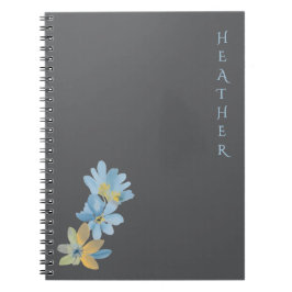 Boho Wildflower Personalized Grey Gift for Her Notizblock