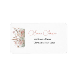 Boho Wildflower Rosa Florales Rücksende-Adressenla Adressaufkleber