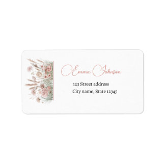 Boho Wildflower Rosa Florales Rücksendeetikett Adressaufkleber