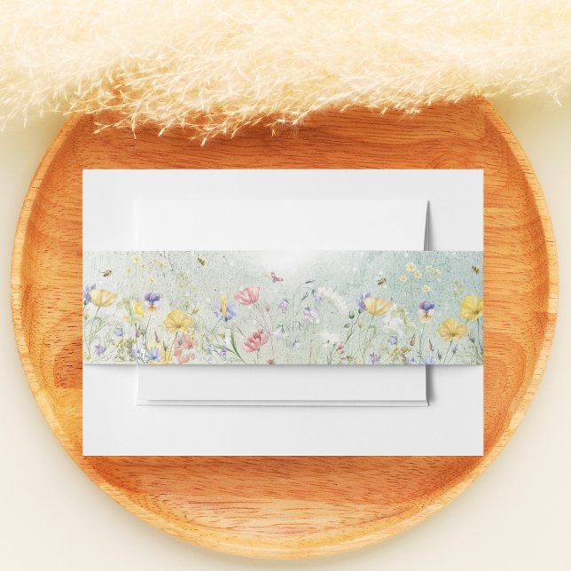 Boho Wildflower Rustic Green Wedding Einladungsbanderole (Von Creator hochgeladen)