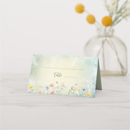 Boho Wildflower Rustic Green Wedding Platzkarte