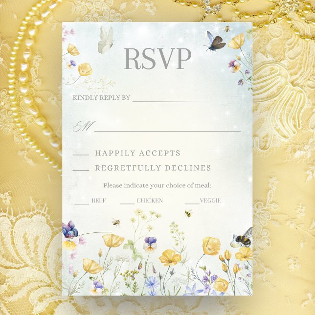Boho Wildflower Rustic Green Wedding RSVP Card (Von Creator hochgeladen)