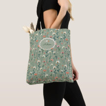 Boho Wildflower Salbei Grün Monogramm