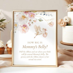 Boho-Wildflower-Schild - Wie groß ist Mamas Bauch Poster