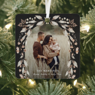 Boho Wildflower Torbogen Foto Weihnachten Ornament Aus Metall