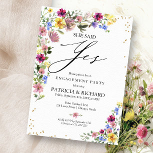 Boho-Wildflower-Verlobungsparty Einladung