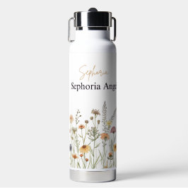 Boho-Wildflower-Wasserflasche mit individuellem Na Trinkflasche