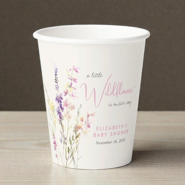 Boho Wildflower Watercolor Baby Shower Pappbecher (Boho Wildflower Watercolor Baby Shower Paper Cups)