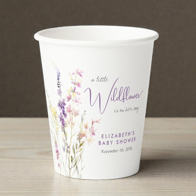 Boho Wildflower Watercolor Baby Shower Pappbecher (Boho Wildflower Watercolor Baby Shower Paper Cups)