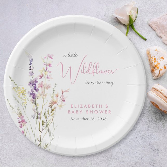 Boho Wildflower Watercolor Baby Shower Pappteller (Boho Wildflower Watercolor Baby Shower Paper Plates)