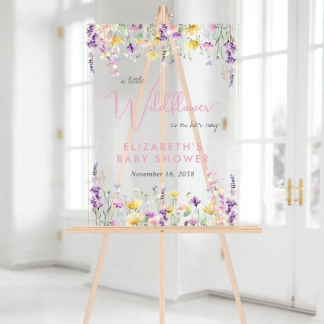 Boho Wildflower Watercolor Baby Shower Welcome (Boho Wildflower Watercolor Baby Shower Welcome Acrylic Sign)