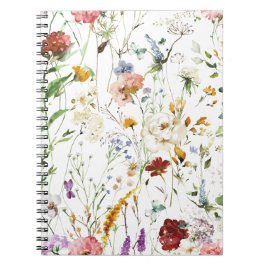 Boho Wildflower Watercolor Spring  Flower Notizblock