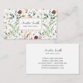 Boho Wildflower Watercolor Spring  Flower Visitenkarte