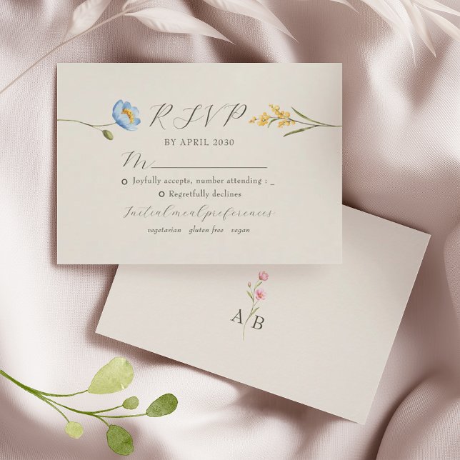 Boho Wildflower Wedding RSVP Karte (Von Creator hochgeladen)