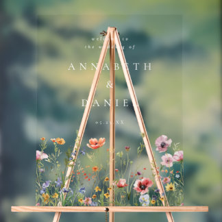 Boho Wildflower Wedding Welcome Acrylschild