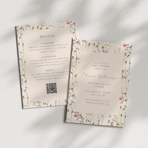 Boho Wildflowers Alles in Einem Details Babyparty Einladung