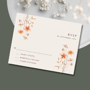 Boho Wildlfower Rustic Outdoor Wedding RSVP Karte