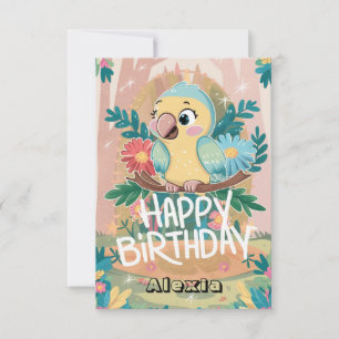 Boho will Parrot Digital Geburtstag Karte
